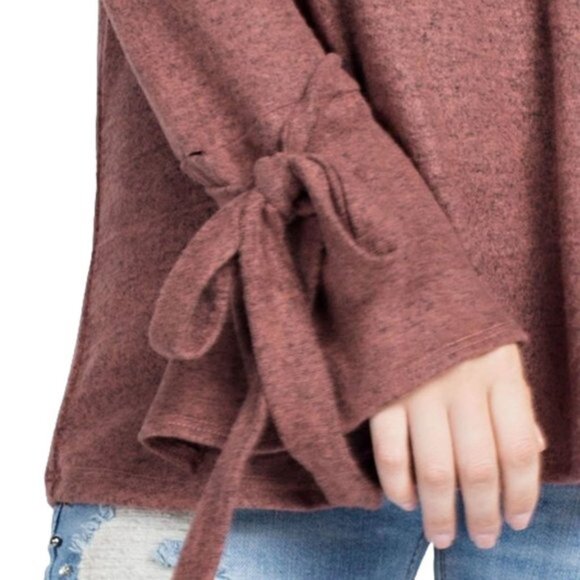 143 Story Comfy Rust Heather Tunic Top Sweater with Wrist Ties Small - Picture 3 of 3